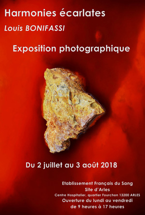 Affiche expo Louis bonifassi aux Etablissements Français du Sang, Site d'Arles