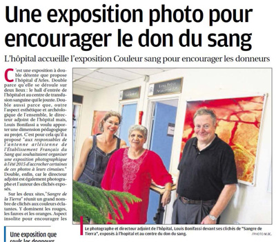 Article expo pour encourager le don du sang, La Provence, 16 Juillet 2015